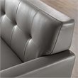 Modway Engage Modern Top-Grain Leather Living Room Sofa in Gray