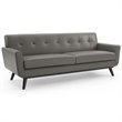 Modway Engage Modern Top-Grain Leather Living Room Sofa in Gray