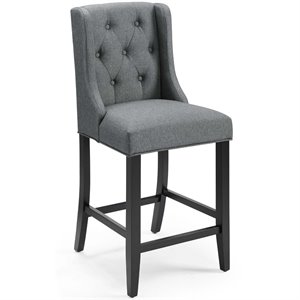 Modway Baronet 26.5&quot Tufted Button Polyester Solid Wood Counter Stool - Gray