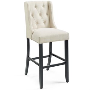 modway baronet button tufted upholstered bar stool in beige