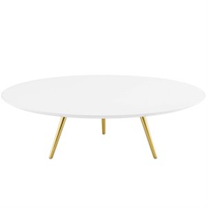 Modway Lippa 47&quot Round Wood Top Coffee Table with Tripod Base in Gold/White