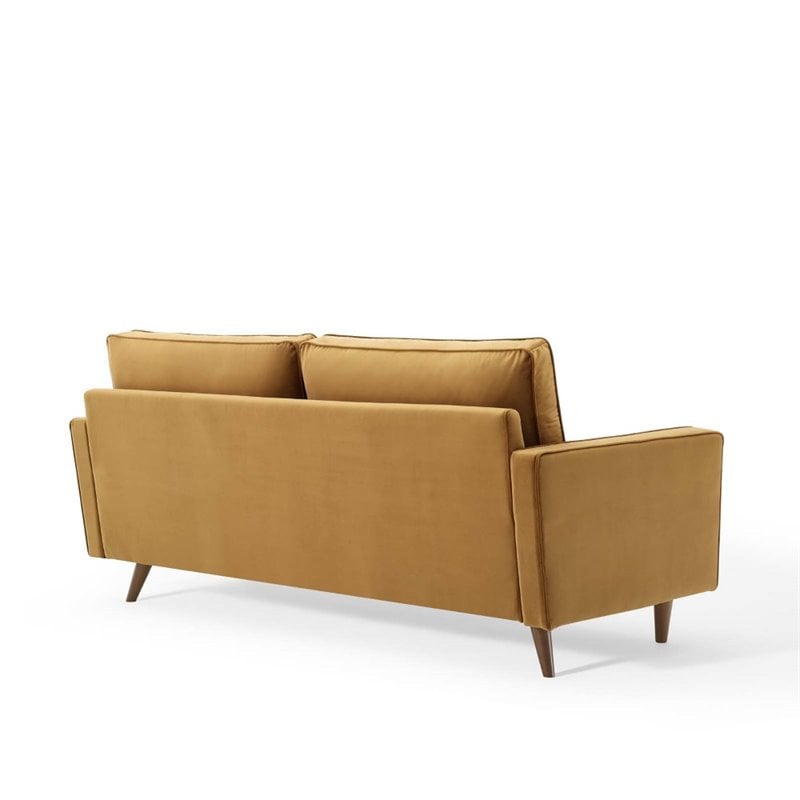 Modway Valour Modern Style Performance Velvet Sofa in Cognac Finish