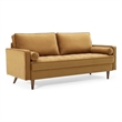 Modway Valour Modern Style Performance Velvet Sofa in Cognac Finish