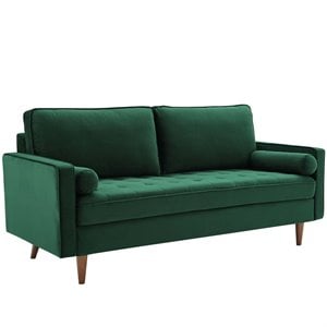 Modway Valour Modern Style Performance Velvet Sofa in Green Finish