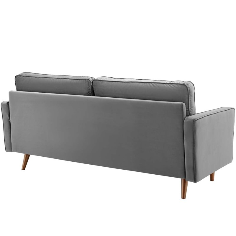 Modway Valour Modern Style Performance Velvet Sofa in Gray Finish