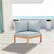 Modway Freeport Outdoor Patio Sectional Sofa Corner Chair in Natural/Light Blue
