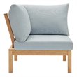 Modway Freeport Outdoor Patio Sectional Sofa Corner Chair in Natural/Light Blue