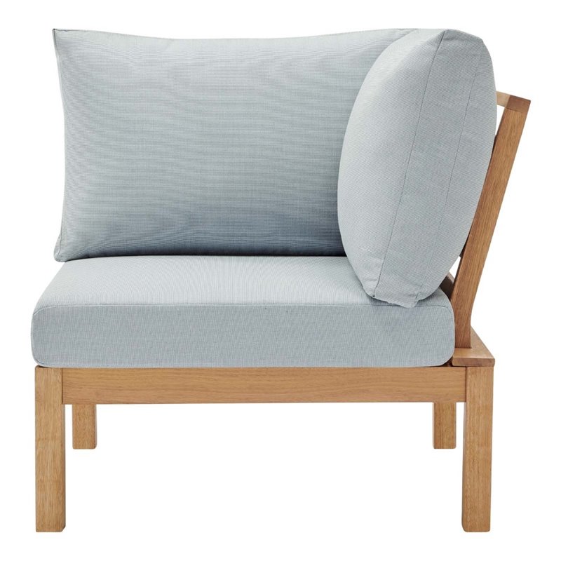 Modway Freeport Outdoor Patio Sectional Sofa Corner Chair in Natural/Light Blue