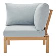 Modway Freeport Outdoor Patio Sectional Sofa Corner Chair in Natural/Light Blue