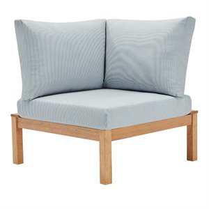 Modway Freeport Outdoor Patio Sectional Sofa Corner Chair in Natural/Light Blue