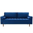 Modway Valour Modern Style Performance Velvet Sofa in Navy Finish