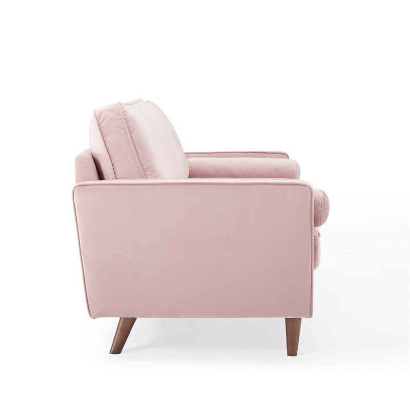 Modway Valour Modern Style Performance Velvet Sofa in Pink Finish