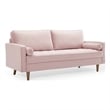 Modway Valour Modern Style Performance Velvet Sofa in Pink Finish