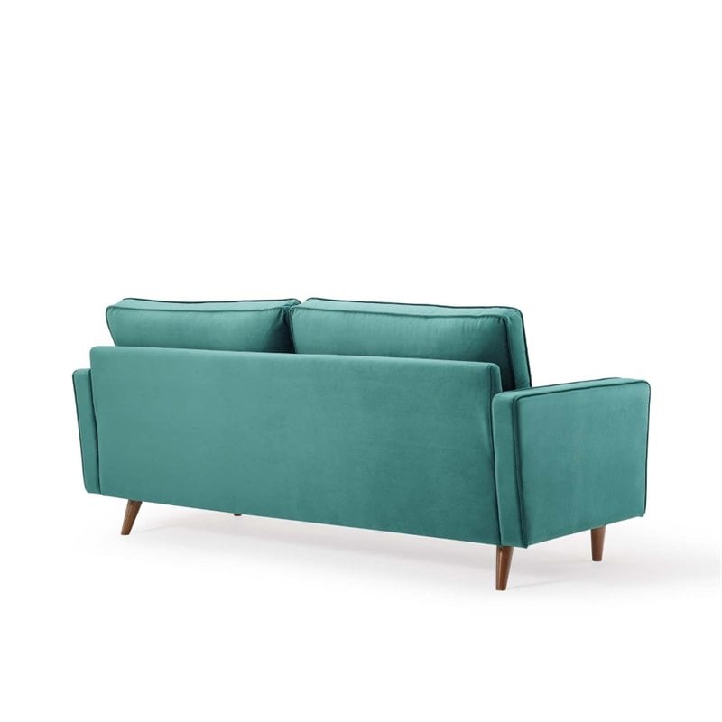 Modway Valour Modern Style Performance Velvet Sofa in Teal Finish