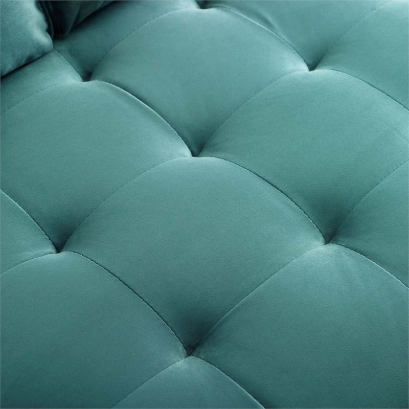 Modway Valour Modern Style Performance Velvet Sofa in Teal Finish