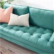 Modway Valour Modern Style Performance Velvet Sofa in Teal Finish