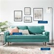 Modway Valour Modern Style Performance Velvet Sofa in Teal Finish