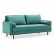 Modway Valour Modern Style Performance Velvet Sofa in Teal Finish