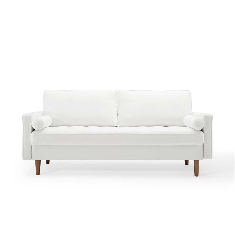 Modway Valour Modern Style Performance Velvet Sofa in White Finish