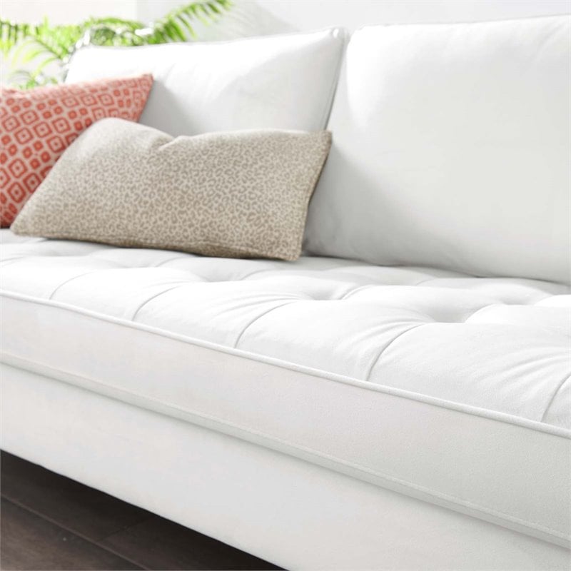 Modway Valour Modern Style Performance Velvet Sofa in White Finish
