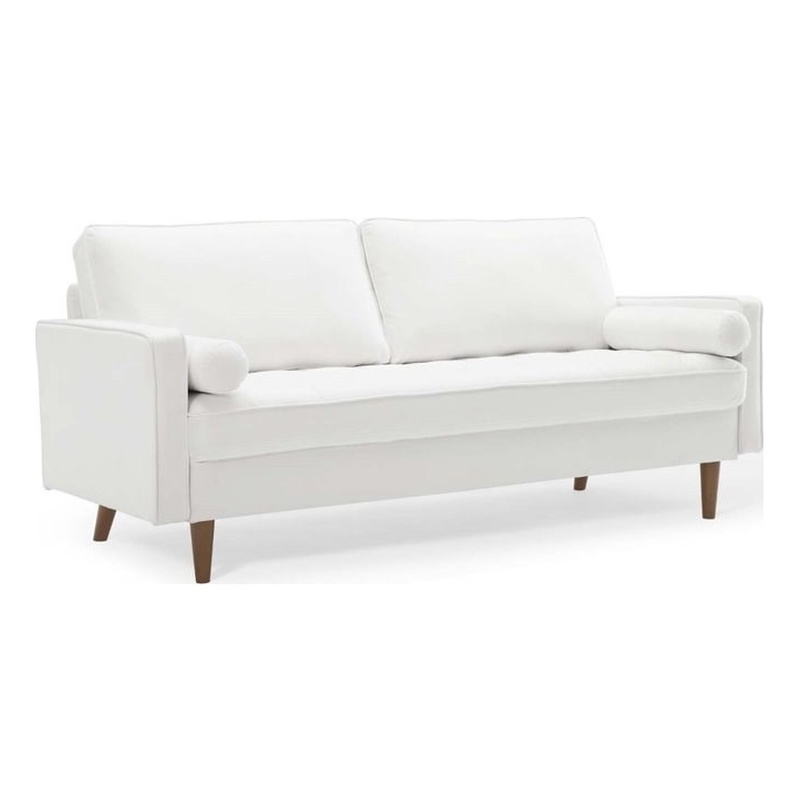 Modway Valour Modern Style Performance Velvet Sofa in White Finish