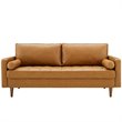 Modway Valour Modern Style Upholstered Faux Leather Sofa in Tan
