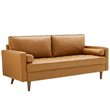 Modway Valour Modern Style Upholstered Faux Leather Sofa in Tan
