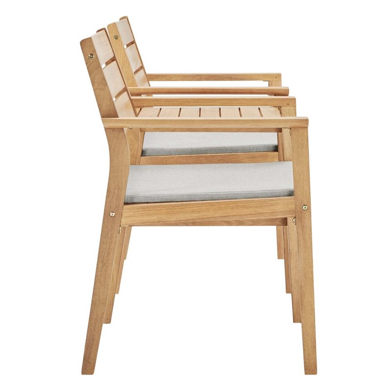 Modway Viewscape Outdoor Patio Ash Wood Jack and Jill Chair Set in Natural/Taupe
