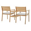 Modway Viewscape Outdoor Patio Ash Wood Jack and Jill Chair Set in Natural/Taupe