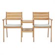 Modway Viewscape Outdoor Patio Ash Wood Jack and Jill Chair Set in Natural/Taupe