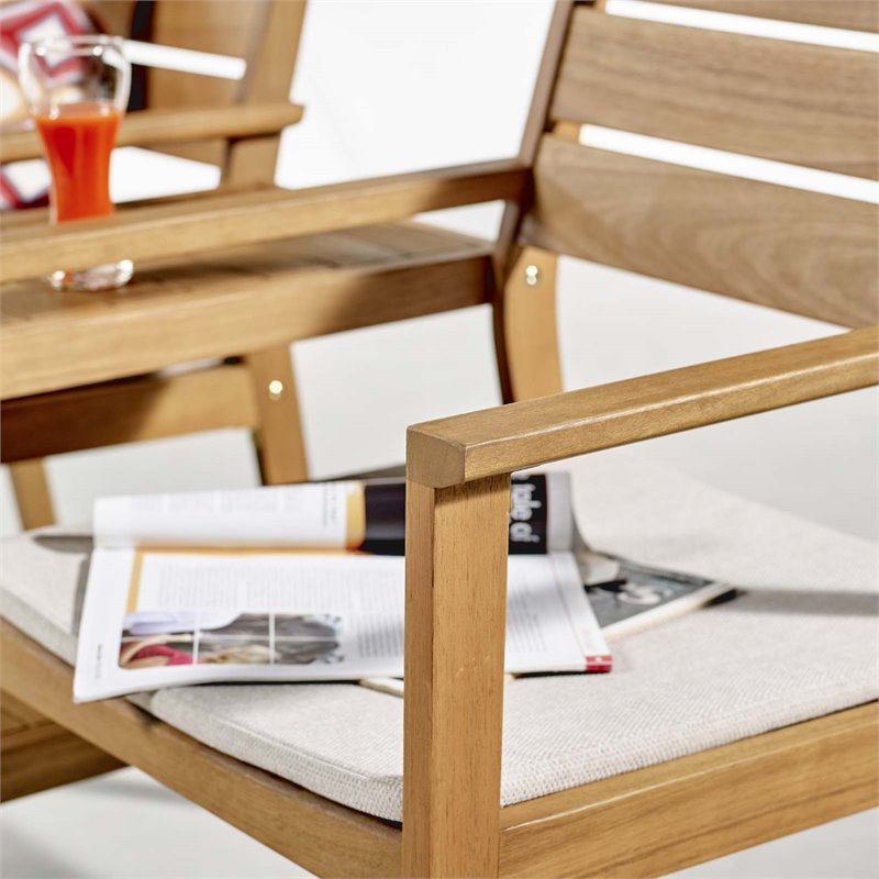 Modway Viewscape Outdoor Patio Ash Wood Jack and Jill Chair Set in Natural/Taupe