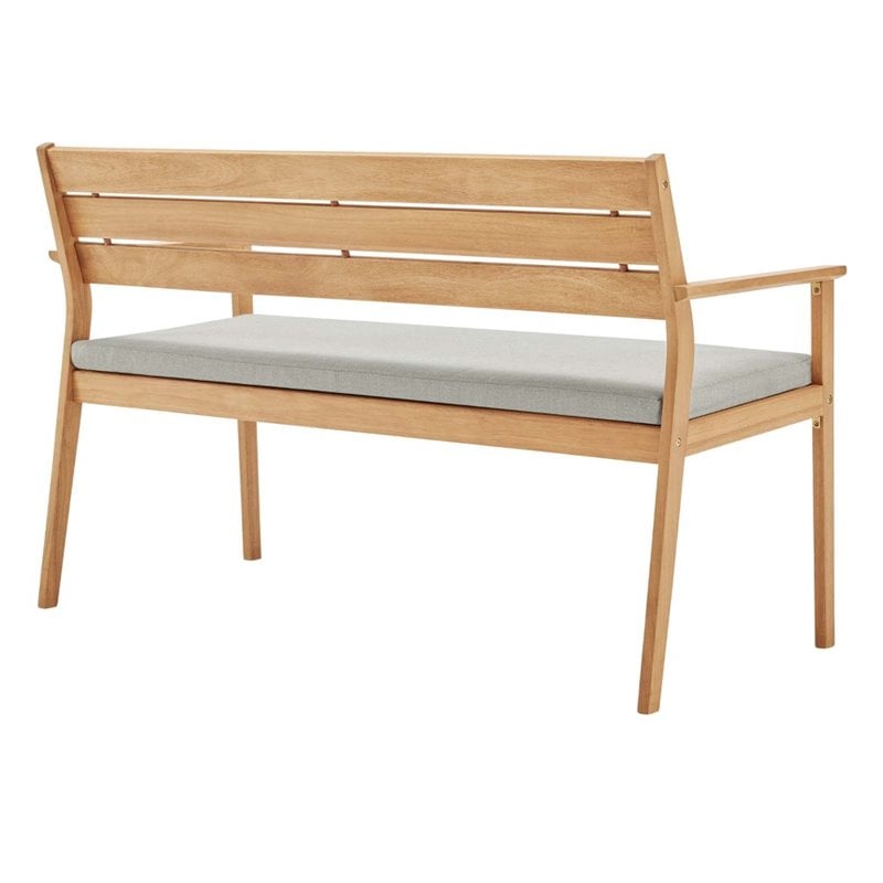 Modway Viewscape Outdoor Patio Ash Wood Loveseat in Natural/Taupe