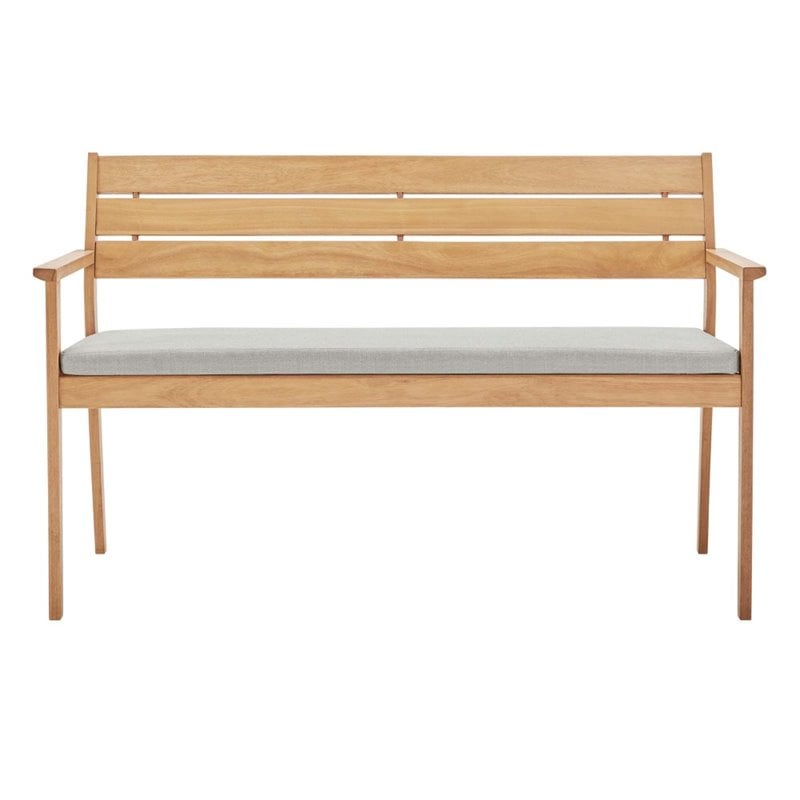 Modway Viewscape Outdoor Patio Ash Wood Loveseat in Natural/Taupe