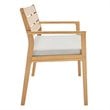 Modway Viewscape Outdoor Patio Ash Wood Loveseat in Natural/Taupe
