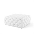 Modway Amour Tufted Button Large Square Faux Leather Ottoman in White