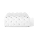 Modway Amour Tufted Button Large Square Faux Leather Ottoman in White