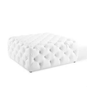 modway amour button tufted large square faux leather ottoman in white