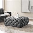Modway Amour Tufted Button Large Square Performance Velvet Ottoman in Gray