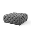 Modway Amour Tufted Button Large Square Performance Velvet Ottoman in Gray