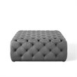 Modway Amour Tufted Button Large Square Performance Velvet Ottoman in Gray