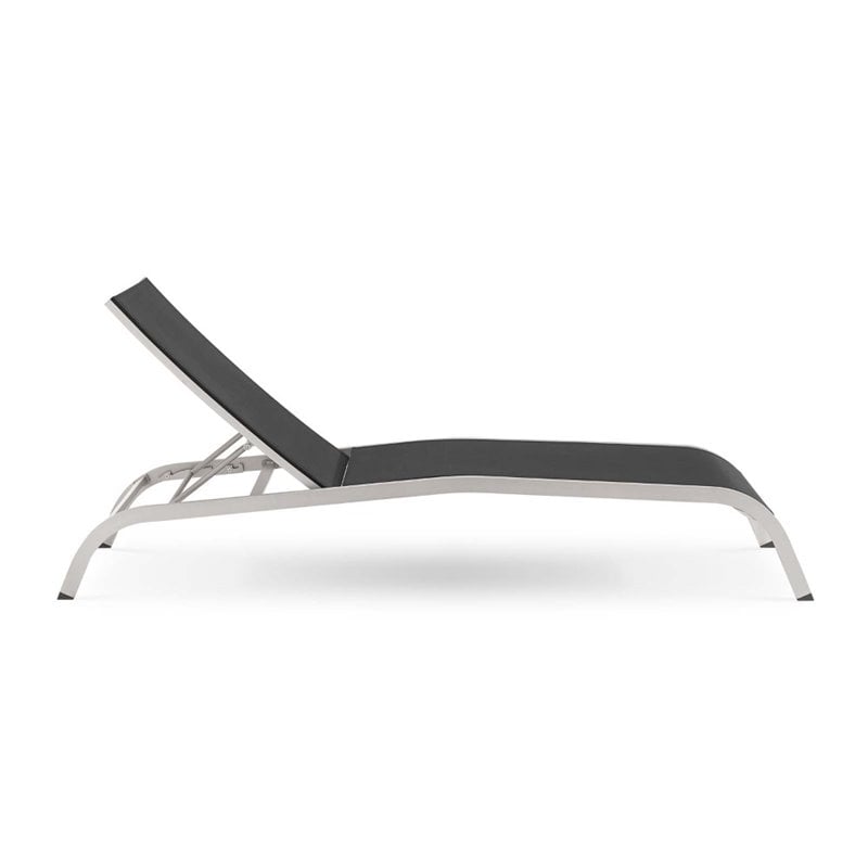 Modway Savannah Outdoor Patio Aluminum and Mesh Chaise Lounge Chair in Black
