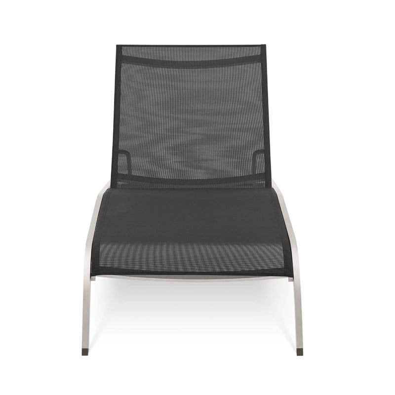 Modway Savannah Outdoor Patio Aluminum and Mesh Chaise Lounge Chair in Black