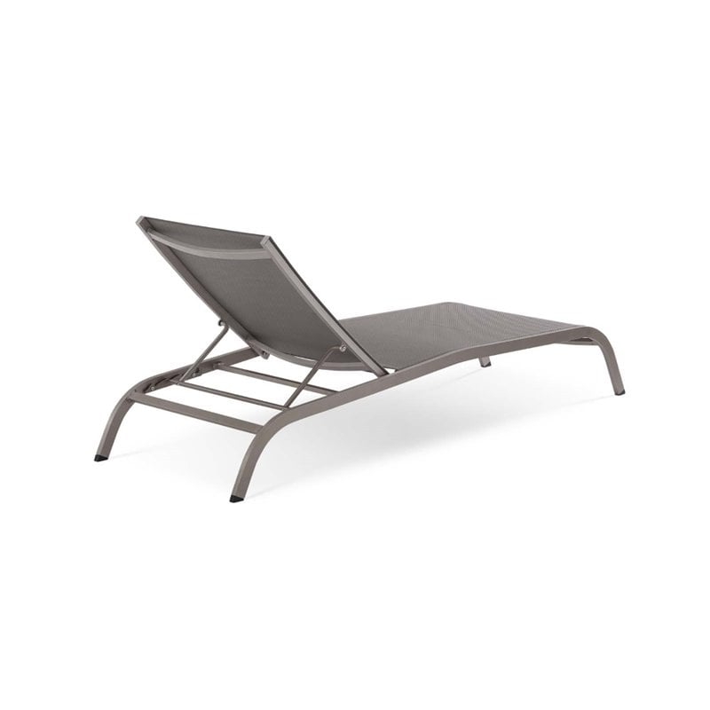 Modway Savannah Outdoor Patio Aluminum and Mesh Chaise Lounge Chair in Gray