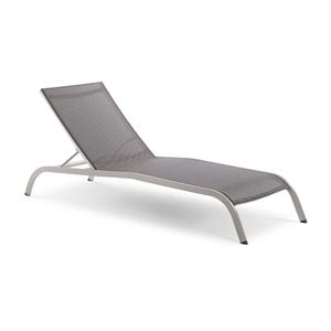 Modway Savannah Outdoor Patio Aluminum and Mesh Chaise Lounge Chair in Gray