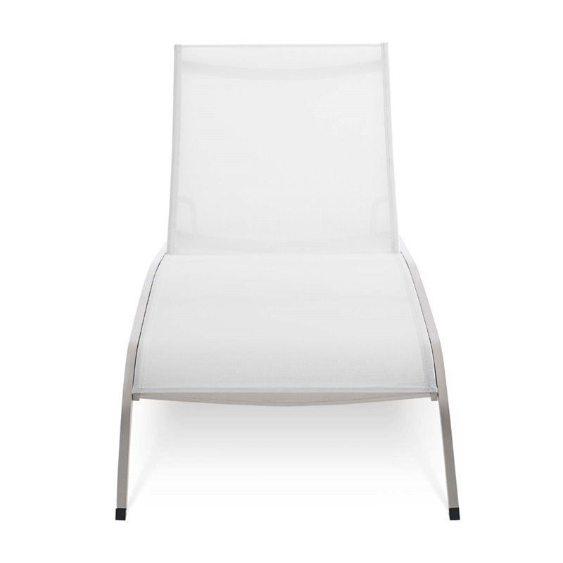 Modway Savannah Outdoor Patio Aluminum and Mesh Chaise Lounge Chair in White