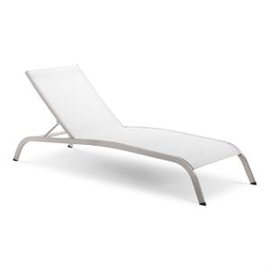 Modway Savannah Outdoor Patio Aluminum and Mesh Chaise Lounge Chair in White