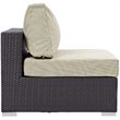 Modway Convene 5 Piece Patio Sofa Set with Fire Pit in Espresso and Beige