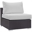 Modway Convene 5 Piece Patio Sofa Set with Fire Pit in Espresso and White