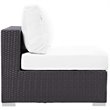 Modway Convene 5 Piece Patio Sofa Set with Fire Pit in Espresso and White