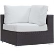 Modway Convene 5 Piece Patio Sofa Set with Fire Pit in Espresso and White